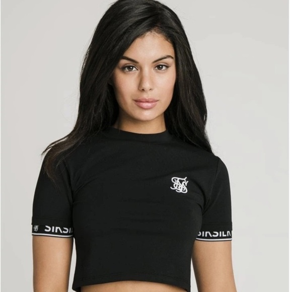NWT sik silk crop tech tee black sz.US0 - Picture 1 of 5